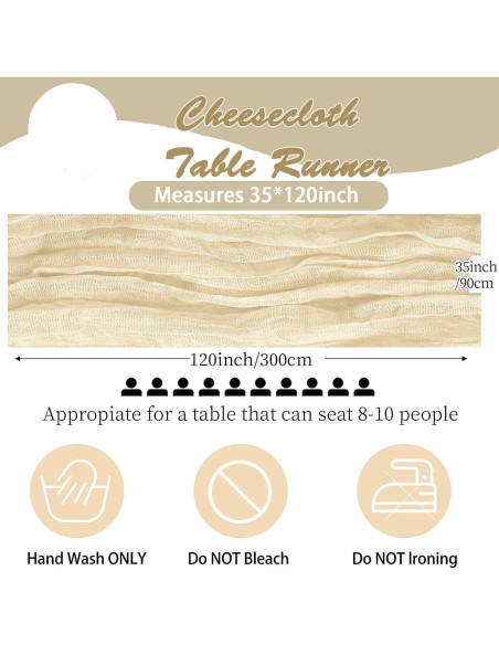 Paquete de 6 Caminos de Mesa de Gasa Beige 90 x 300 cm ChicToteDesigns