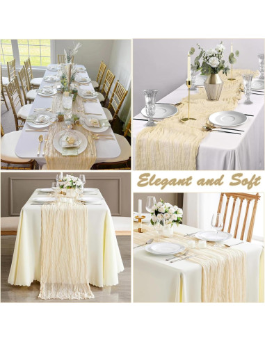 Paquete de 6 Caminos de Mesa de Gasa Beige 90 x 300 cm ChicToteDesigns