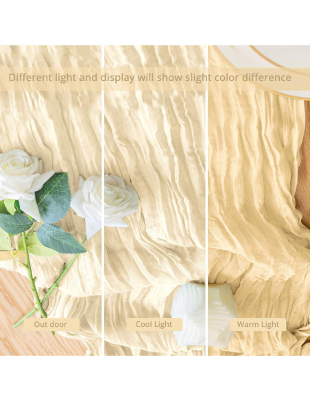 Paquete de 6 Caminos de Mesa de Gasa Beige 90 x 300 cm ChicToteDesigns