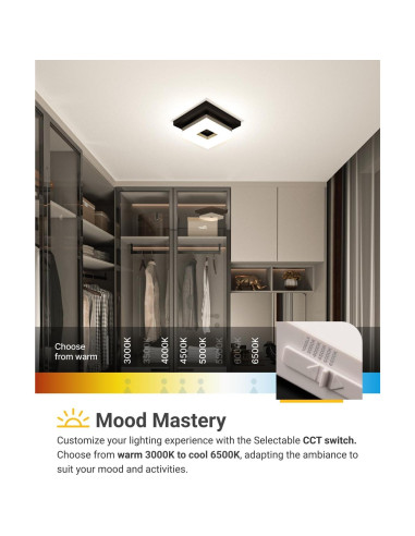 Luz de Techo LED Cuadrada Sunco 20.8cm 1800LM CCT Seleccionable