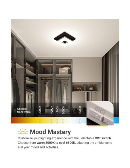 Luz de Techo LED Cuadrada Sunco 20.8cm 1800LM CCT Seleccionable