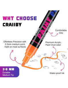 Marcadores de Pintura Permanente Craiiby - Paquete de 2, Negro 2