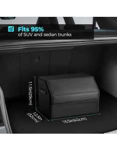 Organizador de Maletero Fyzeoty de Cuero Plegable 39L Negro 2