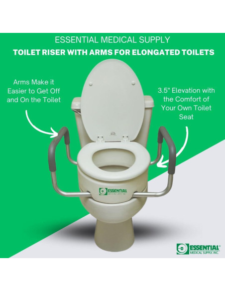 Asiento Elevado para Inodoro Alargado Suministro Médico Esencial