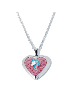 Collar Medallón Corazón Unicornio iSparkle con Almacenamiento