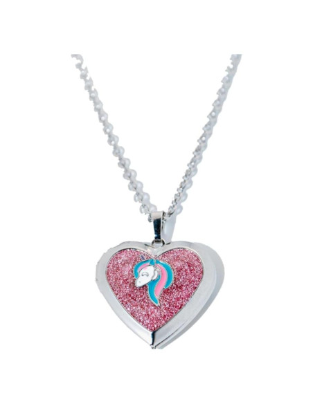 Collar Medallón Corazón Unicornio iSparkle con Almacenamiento