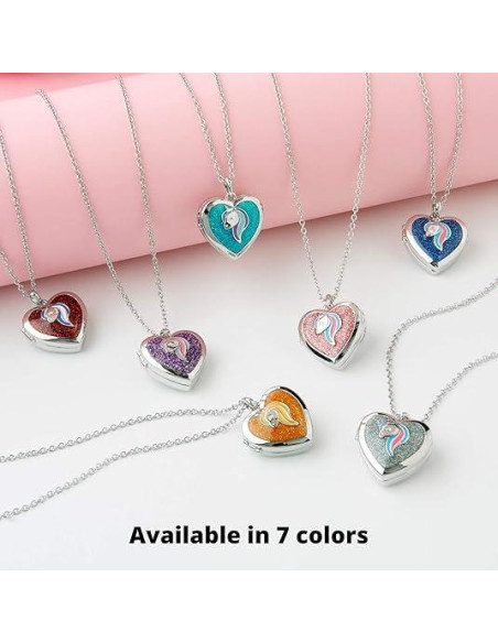 Collar Medallón Corazón Unicornio iSparkle con Almacenamiento