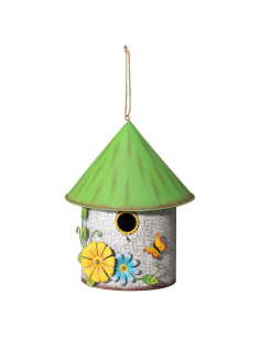 Casa de Pájaro Decorativa Glitzhome 28 cm Metal 3D Jardín