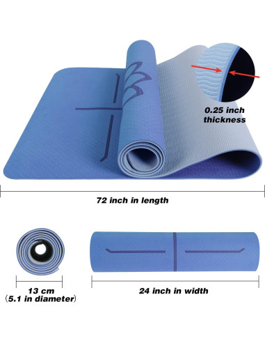 Alfombrilla de Yoga Mat Block TPE Antideslizante 182.88x60.96cm
