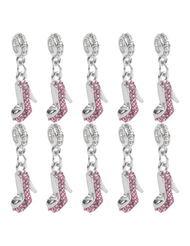 Encantos de Zapato de Tacón Alto de Cristal AUEAR - 10 Piezas Rosa