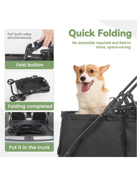 Carrito para Perros Wedyvko Negro para Mascotas Medianas/Pequeñas