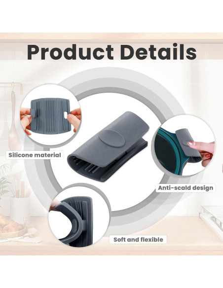 Agarraderas de Silicona BangBoom 6 Piezas Gris Resistentes al Calor