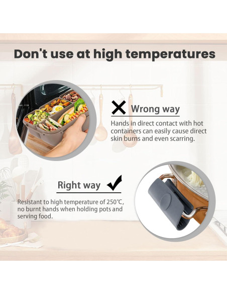 Agarraderas de Silicona BangBoom 6 Piezas Gris Resistentes al Calor