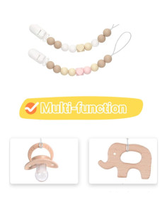 Clip de Chupete de Silicona Grado Alimenticio - Paquete de 2 Beige/Rosa 2