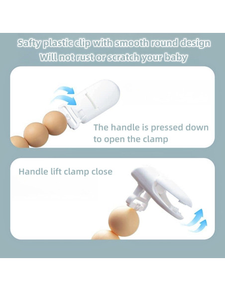 Clip de Chupete de Silicona Grado Alimenticio - Paquete de 2 Beige/Rosa