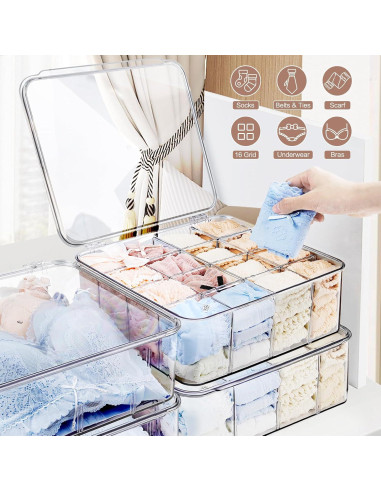 Organizador de Cajones DILIBRA con 16 Compartimentos Transparente