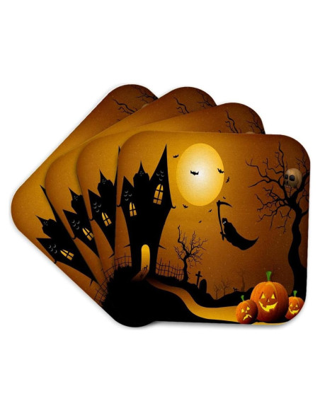 Juego de 4 Posavasos Suaves 3dRose Casa de Halloween