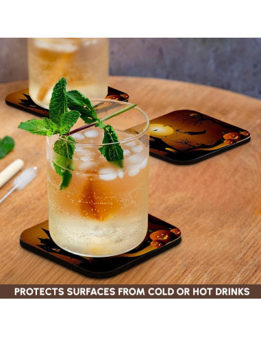 Juego de 4 Posavasos Suaves 3dRose Casa de Halloween