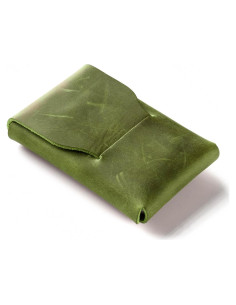 Cartera Minimalista Unisex Crazy Horse Verde Alpino 6x9cm