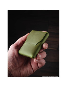 Cartera Minimalista Unisex Crazy Horse Verde Alpino 6x9cm 2
