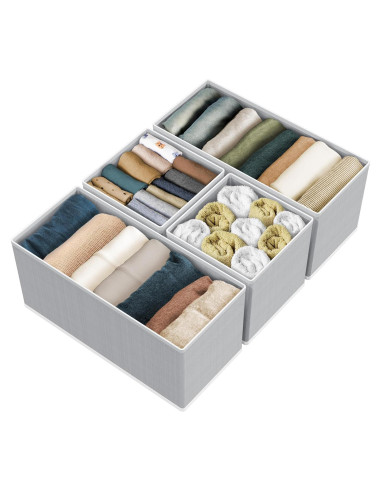 Organizador de Cajón Simple Houseware Set de 4 Gris Plegable