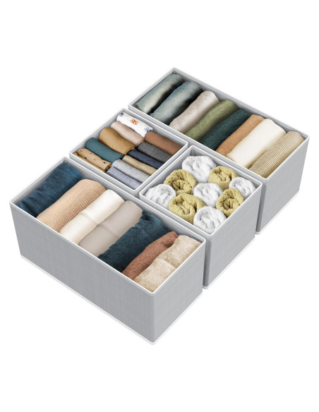 Organizador de Cajón Simple Houseware Set de 4 Gris Plegable