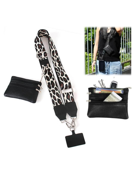 Correa Cruzada para Teléfono Baeleega con Billetera Negra