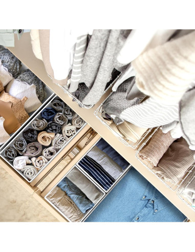 Organizador de Cajón Simple Houseware Set de 4 Gris Plegable