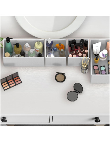 Organizador de Cajón Simple Houseware Set de 4 Gris Plegable