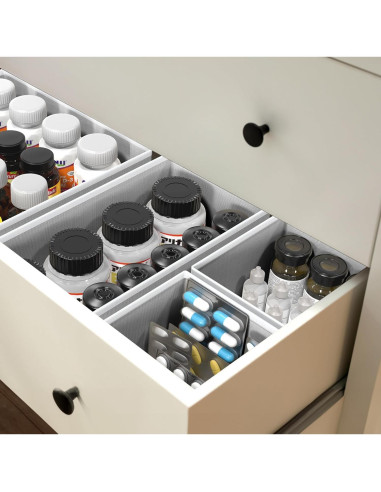 Organizador de Cajón Simple Houseware Set de 4 Gris Plegable