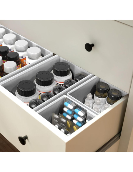 Organizador de Cajón Simple Houseware Set de 4 Gris Plegable