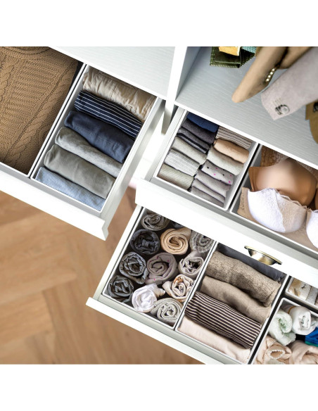 Organizador de Cajón Simple Houseware Set de 4 Gris Plegable