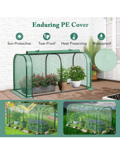 Cama de Jardín Elevada Toolsempire con Invernadero Verde y Gris 2