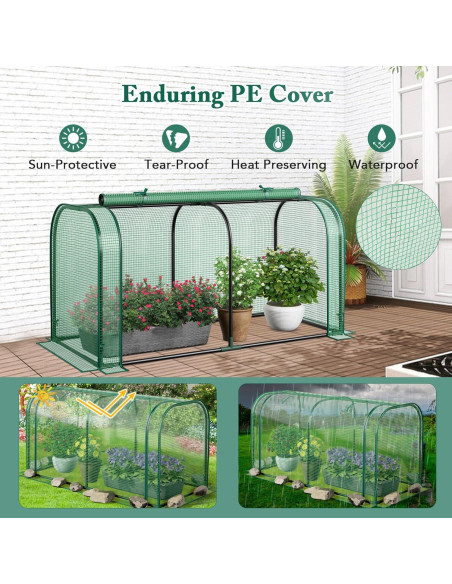 Cama de Jardín Elevada Toolsempire con Invernadero Verde y Gris