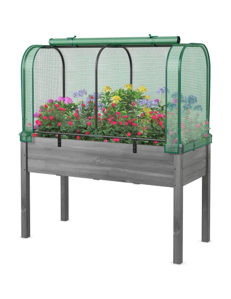 Cama de Jardín Elevada Toolsempire con Invernadero Verde y Gris