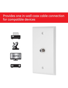 Placa Coaxial GE 1 Puerto Montada en Pared Blanca 40050 2