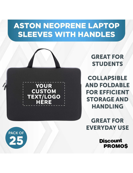 Fundas de Neopreno Personalizadas Aston - 10 Unidades Negras