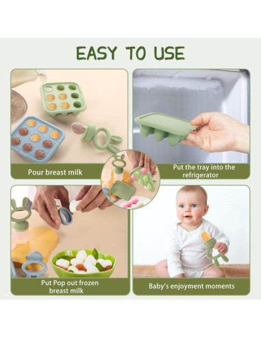 Bandeja de Congelación de Silicona WAJIAYON para Bebés - Azul