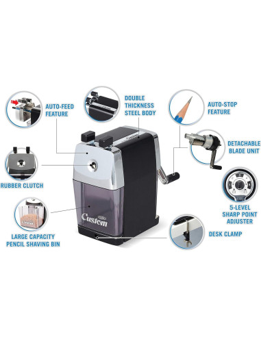 Afilador de Lápices CARL CC-2000 Manual Negro 5 Puntos