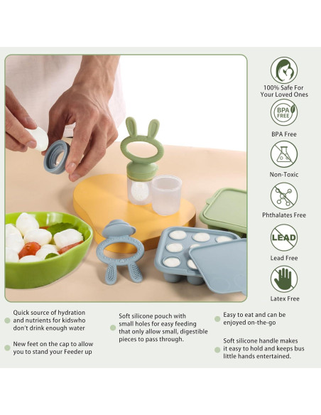 Bandeja de Congelación de Silicona WAJIAYON para Bebés - Azul