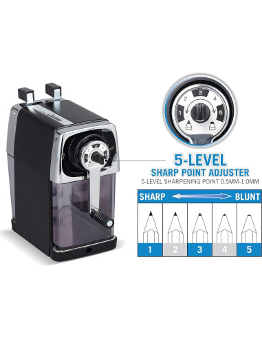 Afilador de Lápices CARL CC-2000 Manual Negro 5 Puntos