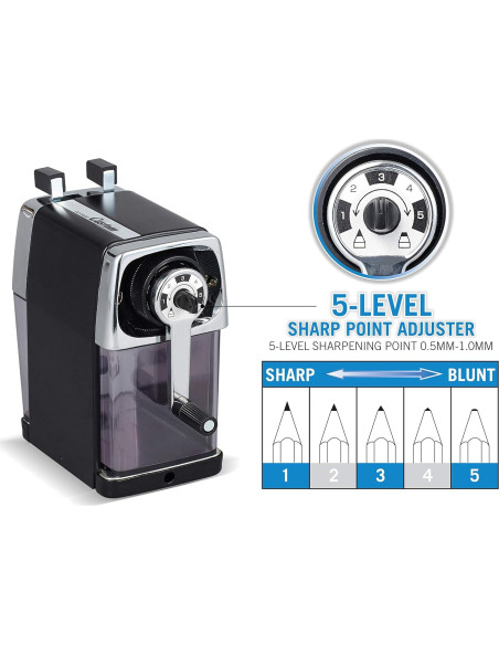 Afilador de Lápices CARL CC-2000 Manual Negro 5 Puntos