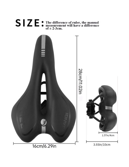 Asiento de Bicicleta MSDADA Gel Impermeable 28x17 cm Negro