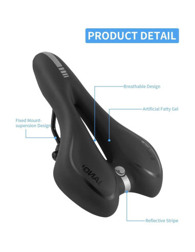 Asiento de Bicicleta MSDADA Gel Impermeable 28x17 cm Negro