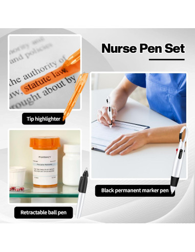 Juego de Bolígrafos para Enfermeras Colarr - 3 Piezas Negro