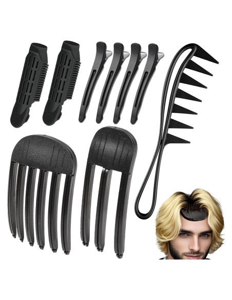 11 Piezas Clips Fluffy Raíz de Cabello YOOOYOOO - Negro