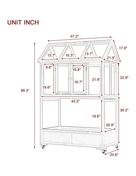 Invernadero Mini de Madera con Ruedas y Almacenamiento Verde 175 cm