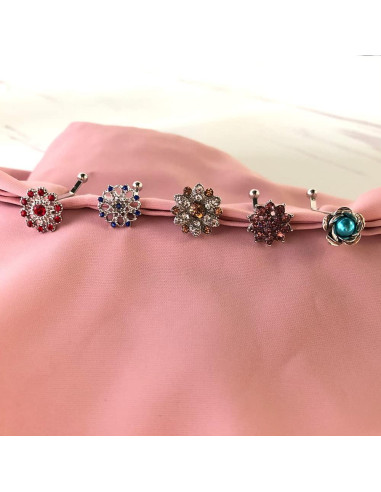 12 Clips de Bufanda con Rhinestones y Perlas - Accesorios Hijab