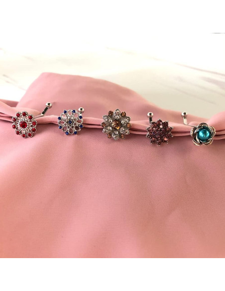 12 Clips de Bufanda con Rhinestones y Perlas - Accesorios Hijab