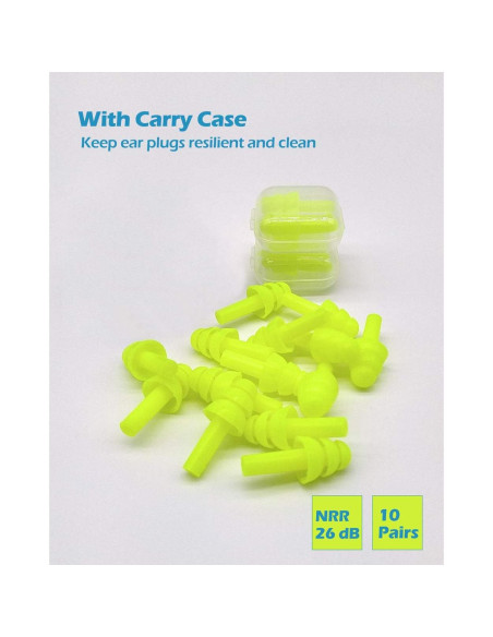 10 Pares de Tapones para Oídos BUYBUYGO Silicona Suave Hipoalergénicos